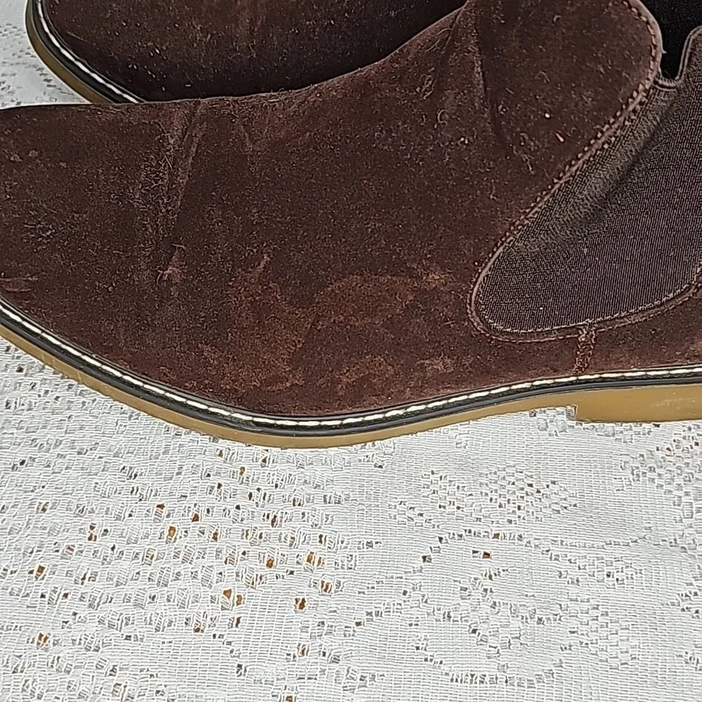 Leor Dyson faux suede mens brown pull on ankle chukka boots shoes sz 11